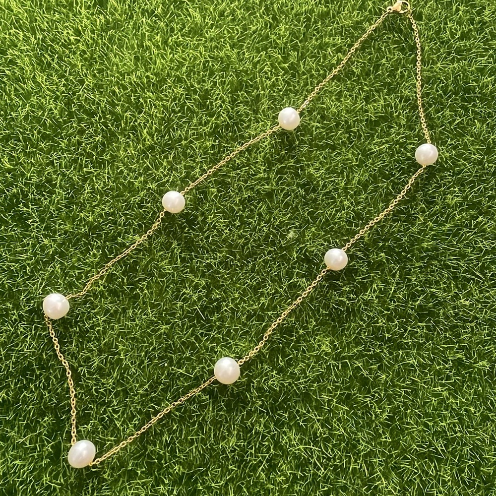 🆕 Genuine freshwater pearl station necklace
